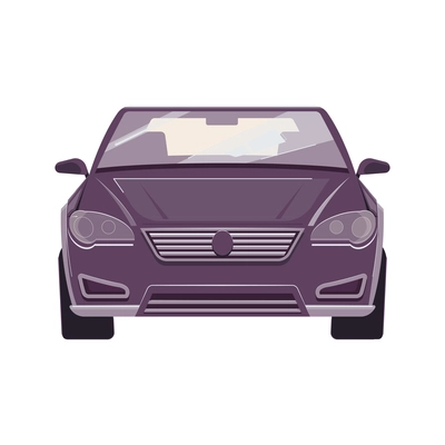 Empty passenger car front view on white background flat icon vector illustration