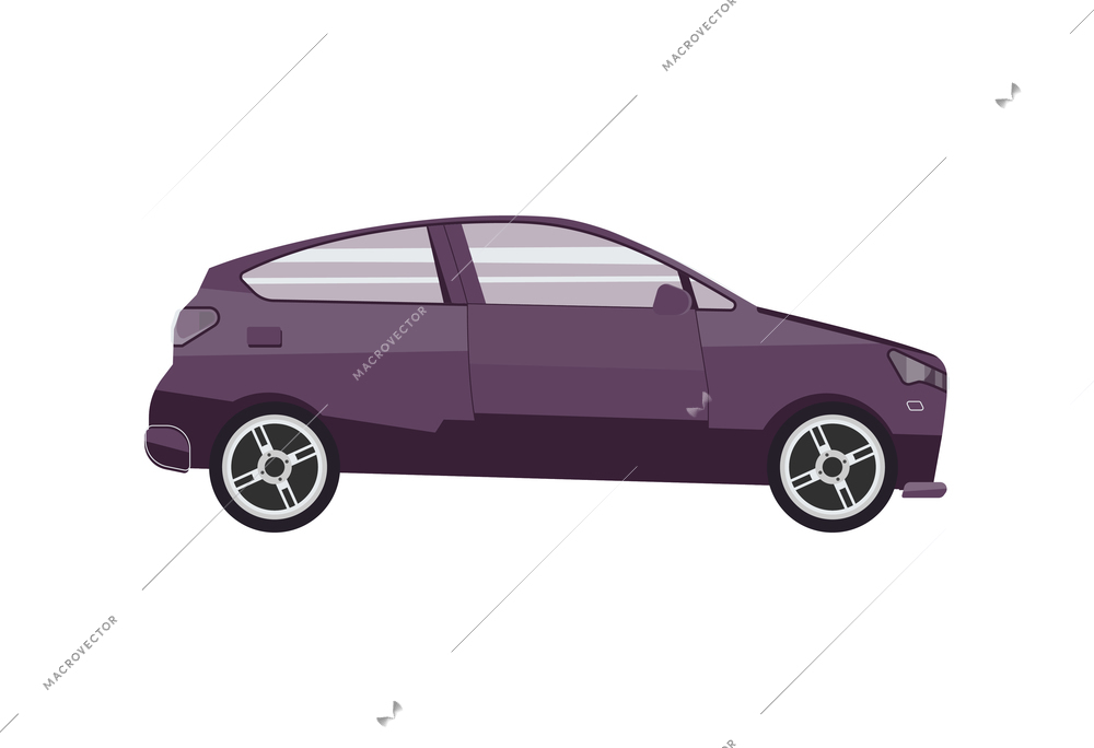 Flat design icon with side view hatchback passenger vehicle vector illustration