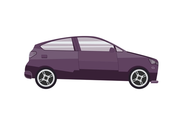 Flat design icon with side view hatchback passenger vehicle vector illustration