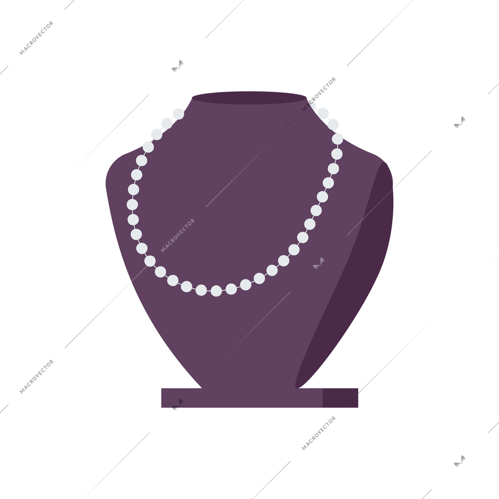 Flat design pearl necklace on jewelry stand vector illustration