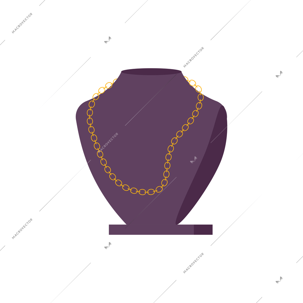 Flat necklace on dark neck stand on white background vector illustration