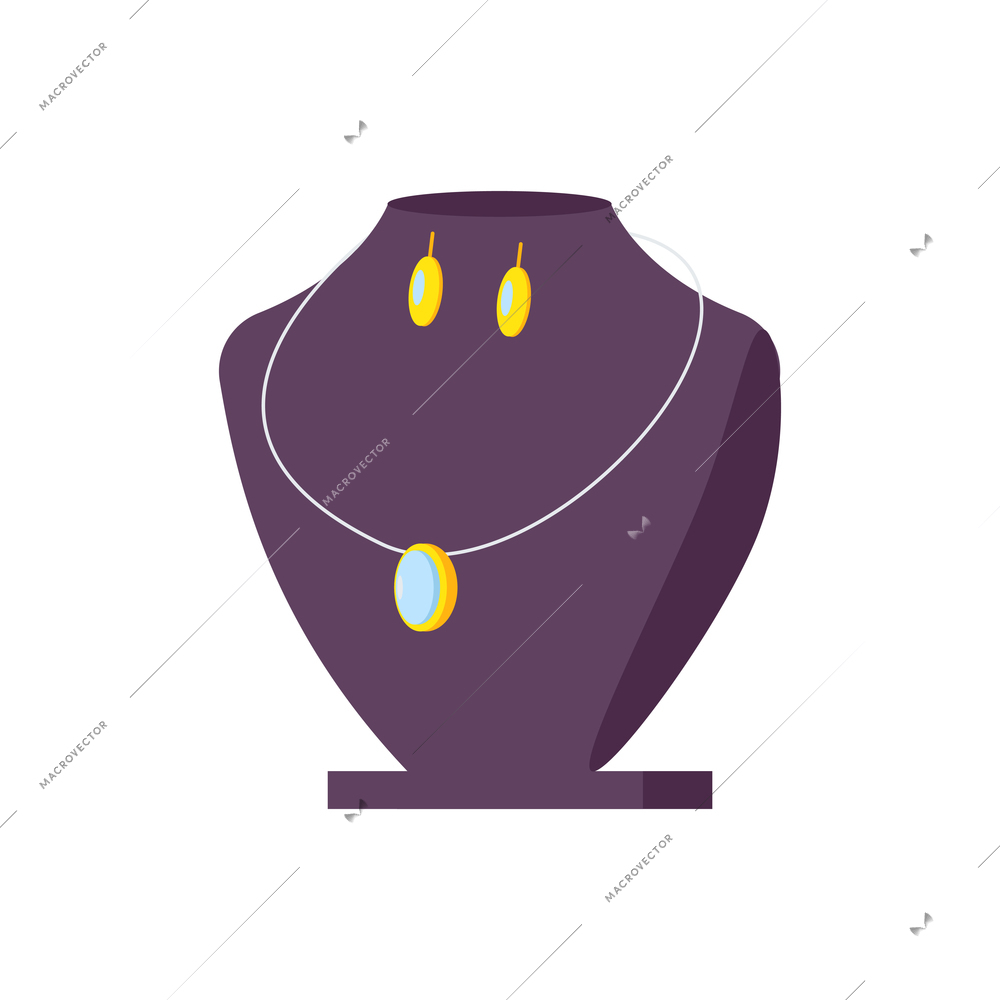 Jewelry stand flat icon wih pair of earrings and necklace vector illustration