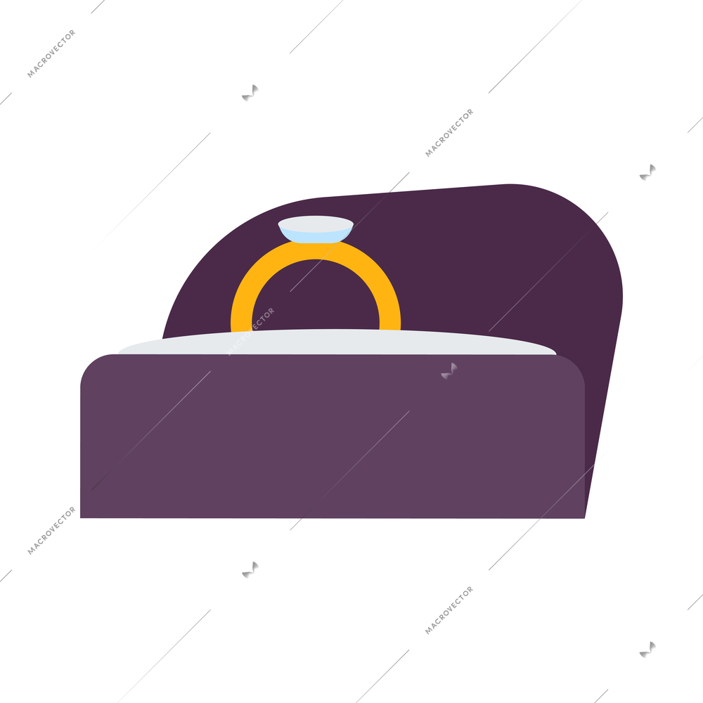 Diamond ring in velvet box flat icon vector illustration