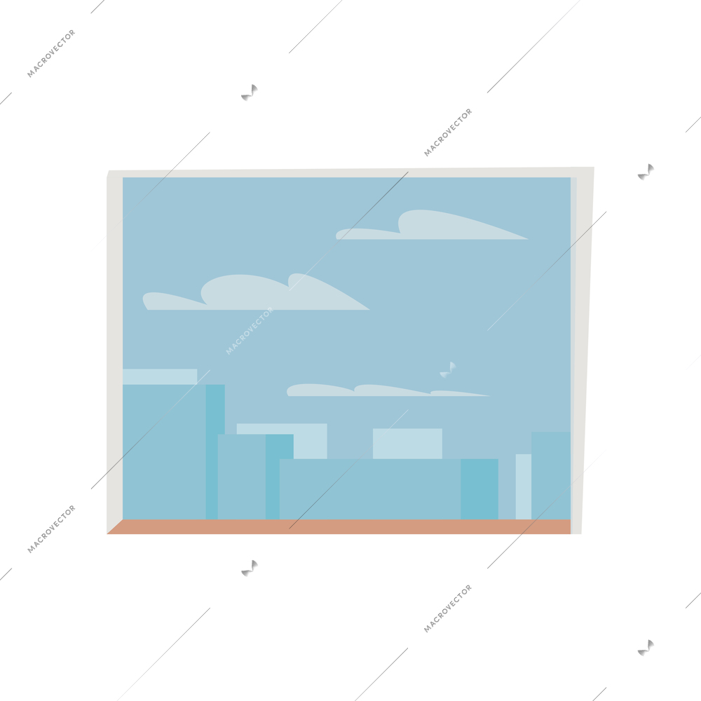 Flat design icon with view through window vector illustration