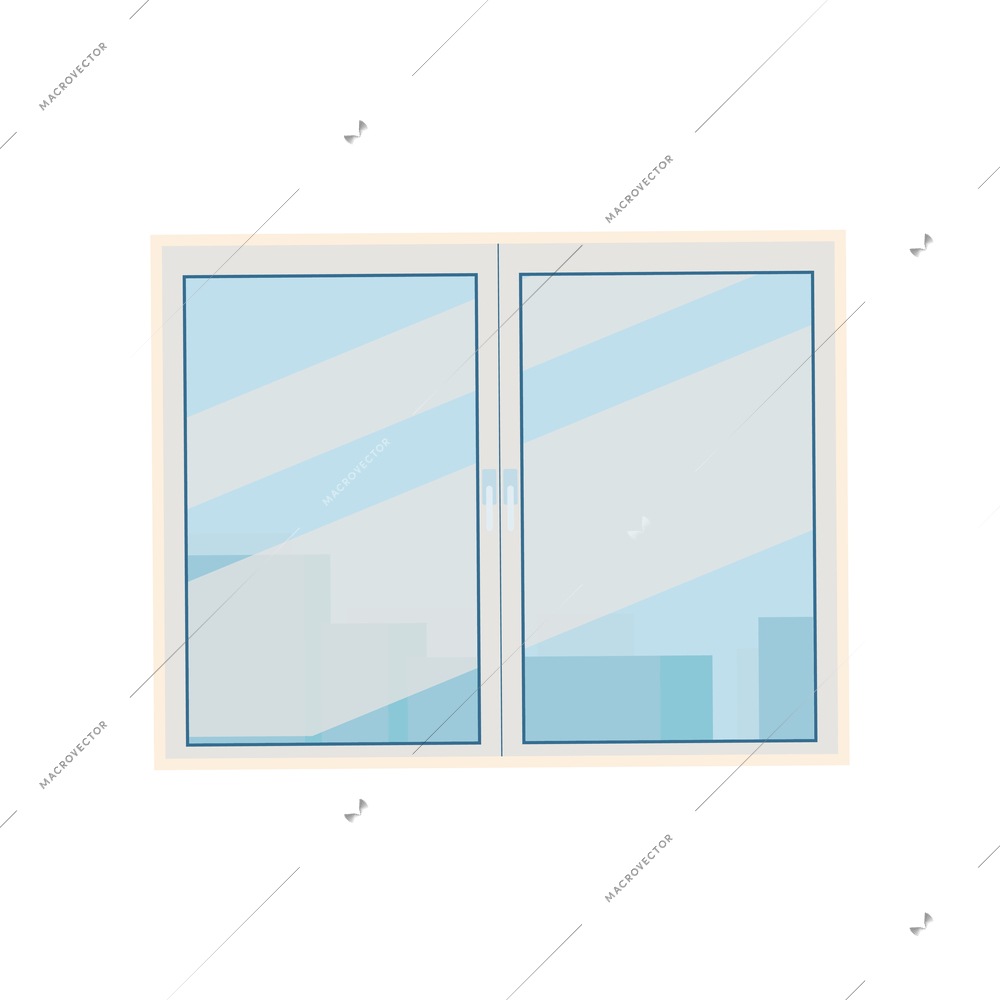 Two fold plastic window on white background flat vector illustration