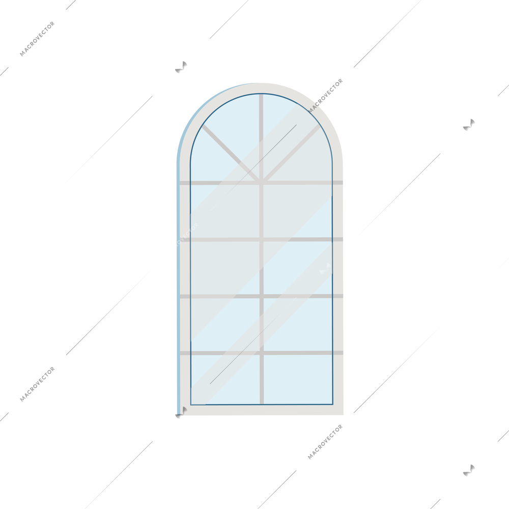 Flat plastic window with round frame vector illustration