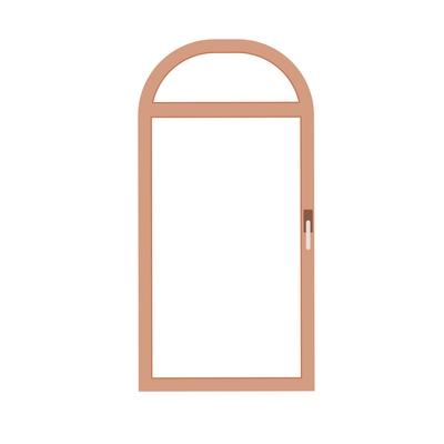 Plastic window with brown frame and handle on white background flat vector illustration