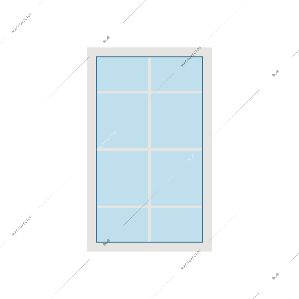 Plastic window with white frame flat vector illustration