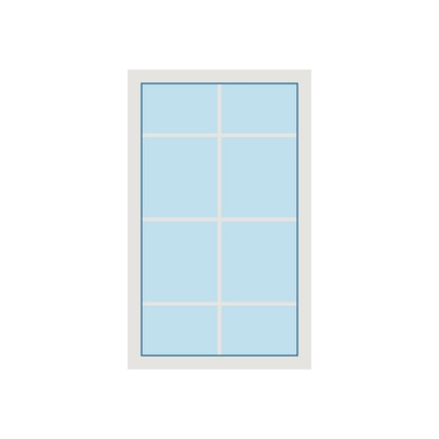 Plastic window with white frame flat vector illustration