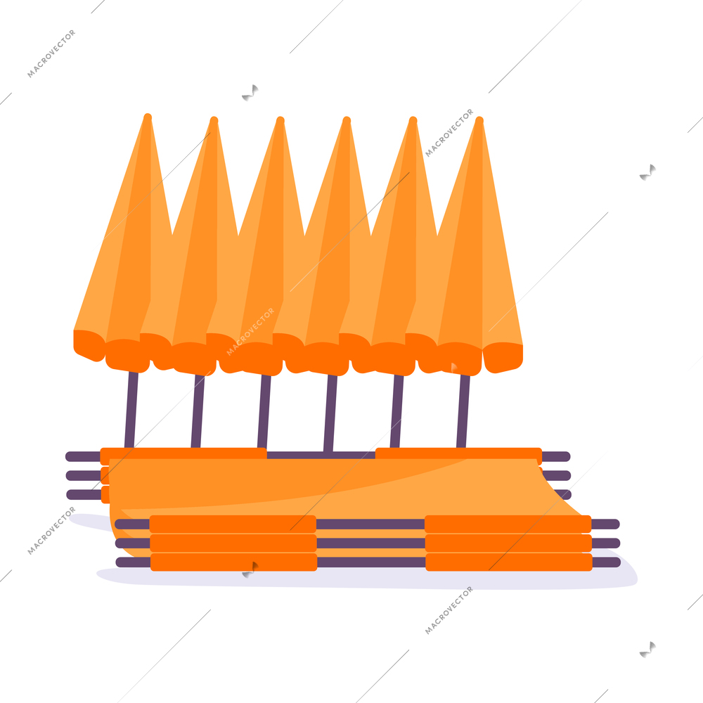 Flat orange beach umbrellas on white background vector illustration