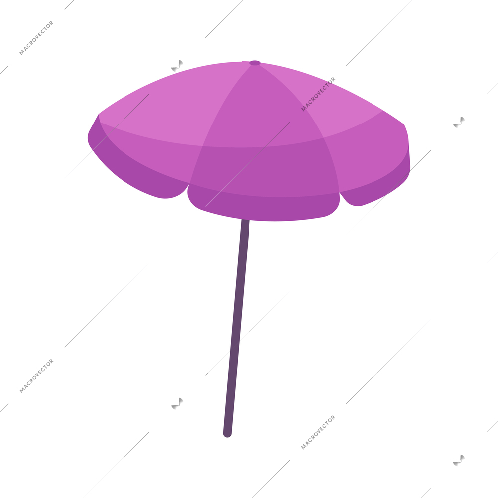 Flat icon with single purple beach umbrella vector illustration