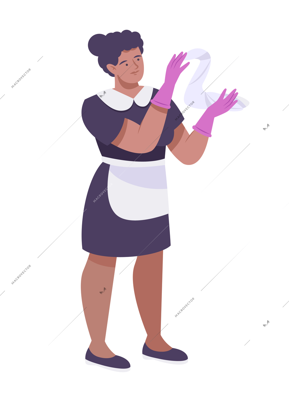 Woman in uniform from cleaning service flat vector illustration