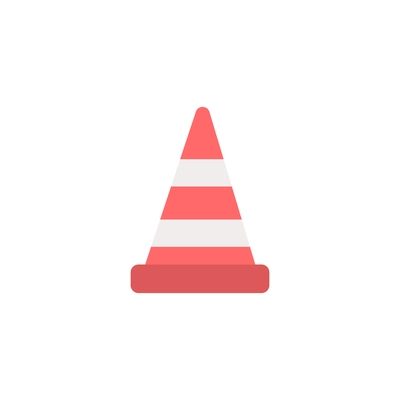 Icon with road cone in red and white color flat vector illustration