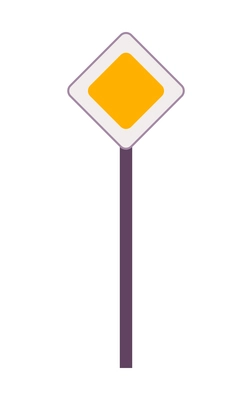 Flat icon with square yellow and white main road sign vector illustration