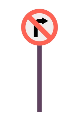 Flat icon with turn right forbidden road sign vector illustration