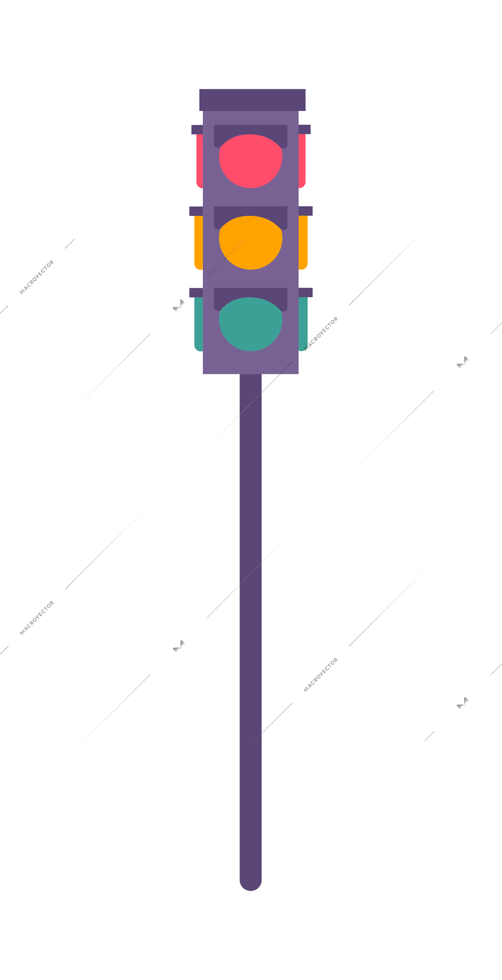 Flat colored traffic lights icon on white background vector illustration