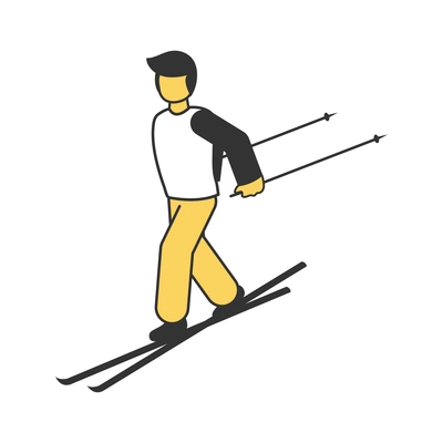 Skier participating in winter sport competition 3d isometric vector illustration