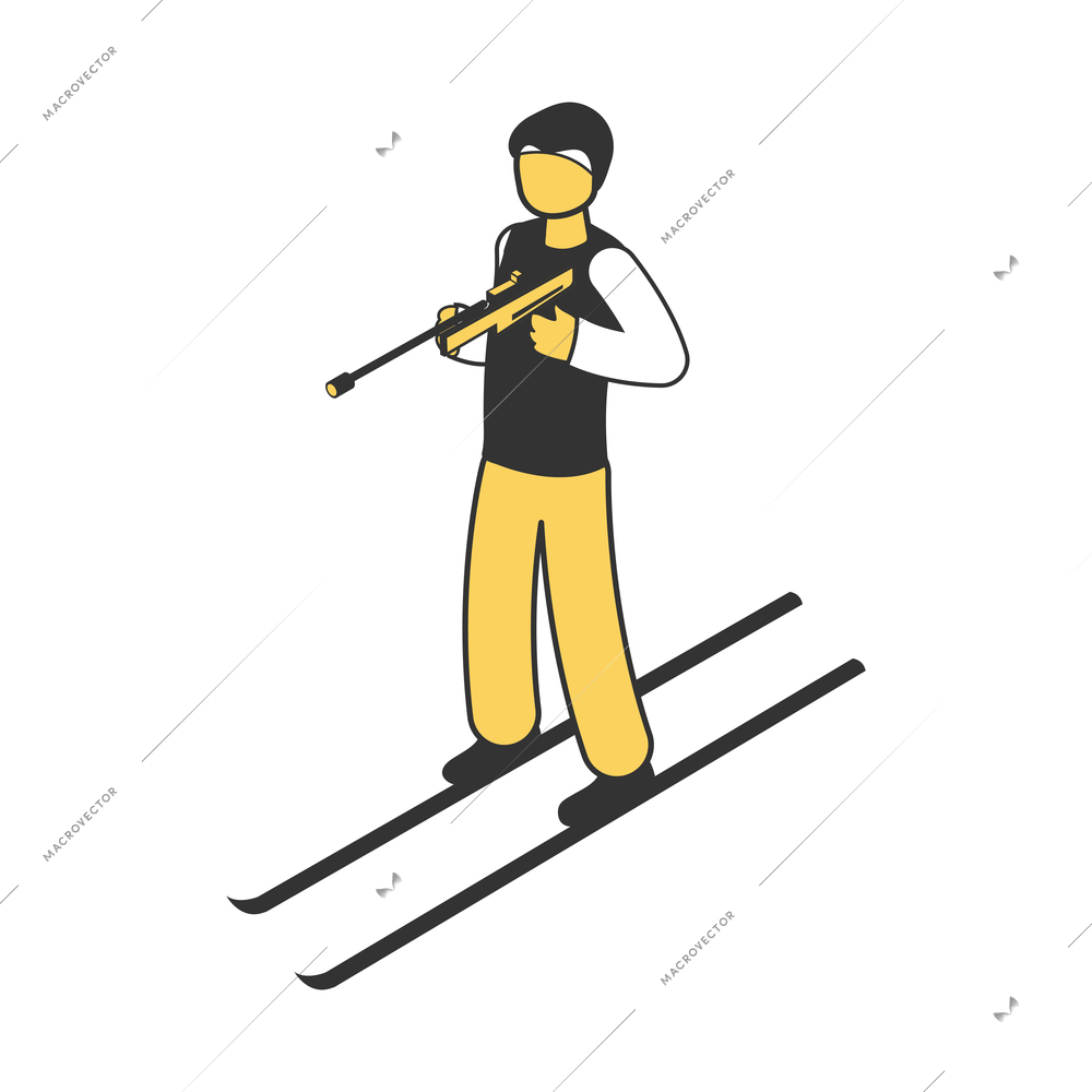 Skiing competition member 3d isometric vector illustration