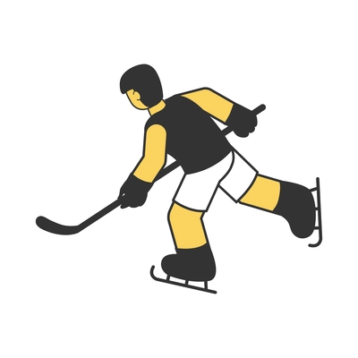 Winter sport 3d isometric icon with hockey player on white background vector illustration