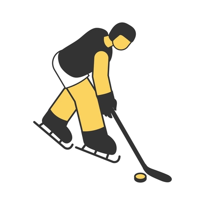 Hockey player with stick and puck 3d isometric vector illustration