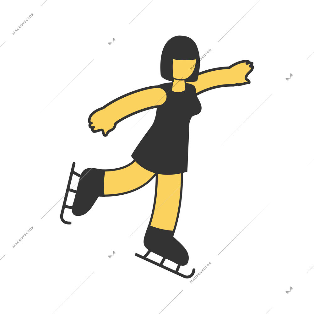 Winter sport isometric icon with skating woman 3d vector illustration