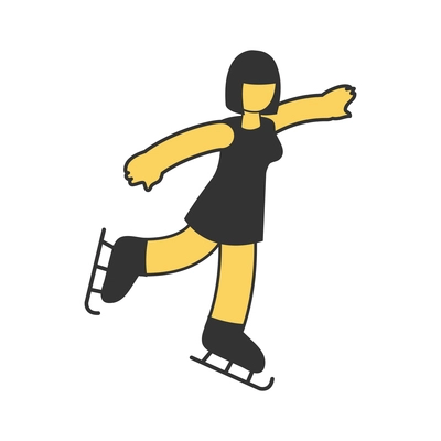 Winter sport isometric icon with skating woman 3d vector illustration