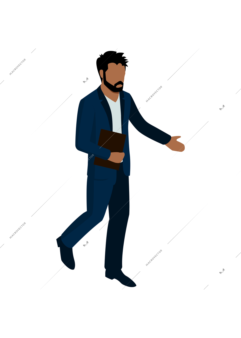 Businessman with folder on white background 3d isometric vector illustration