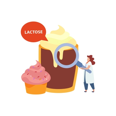 Lactose concept with cupcake and coffee with milk vector illustration