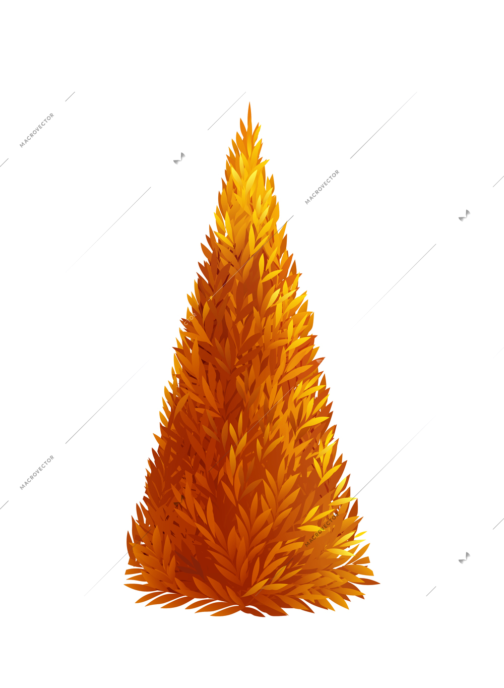 Realistic garden bush in shape of cone with yellow leaves vector illustration