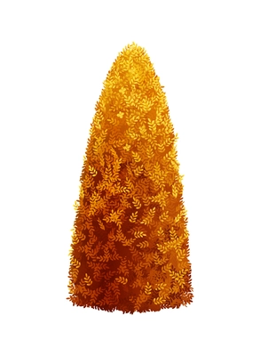 Cone shaped realistic yellow bush in garden vector illustration
