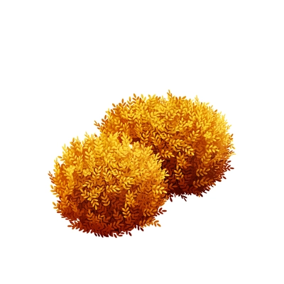 Two autumn yellow bushes on white background realistic vector illustration