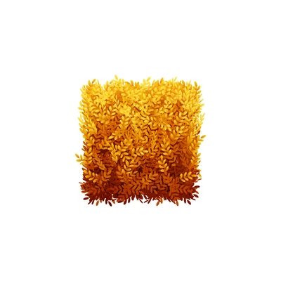 Square bush with yellow leaves in autumn realistic vector illustration