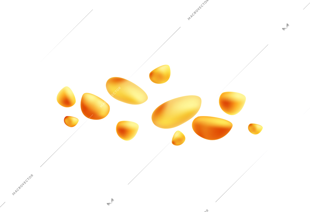 Drops of brown sugar caramel on white background realistic isolated vector illustration