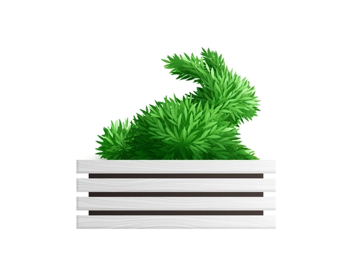 Realistic creative green bush in shape of rabbit vector illustration