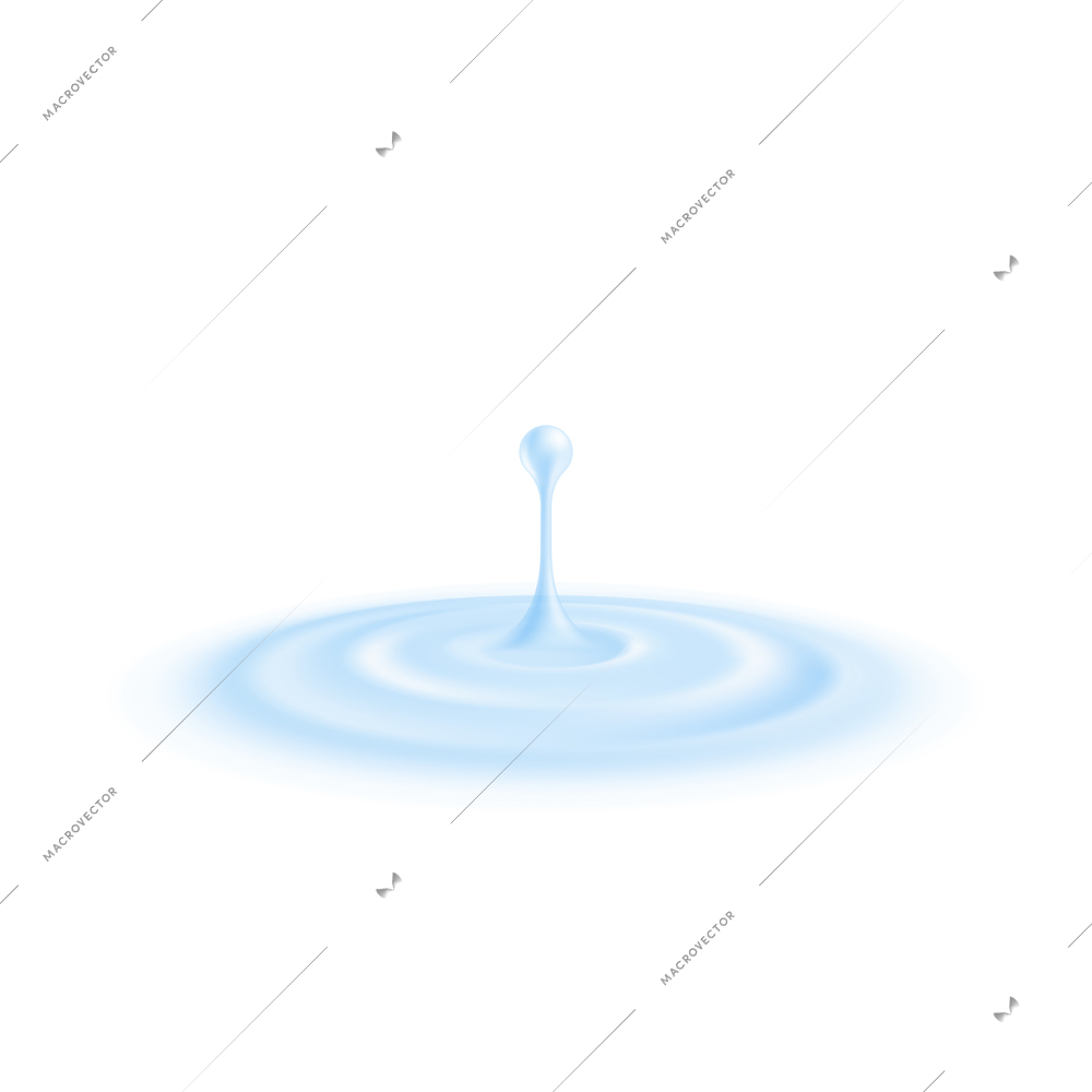 Water drop and ripple on surface realistic vector illustration