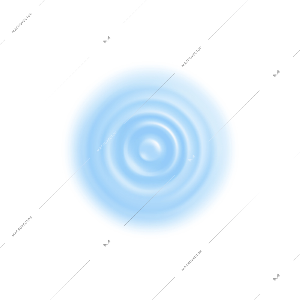 Water ripple top view on white background realistic vector illustration