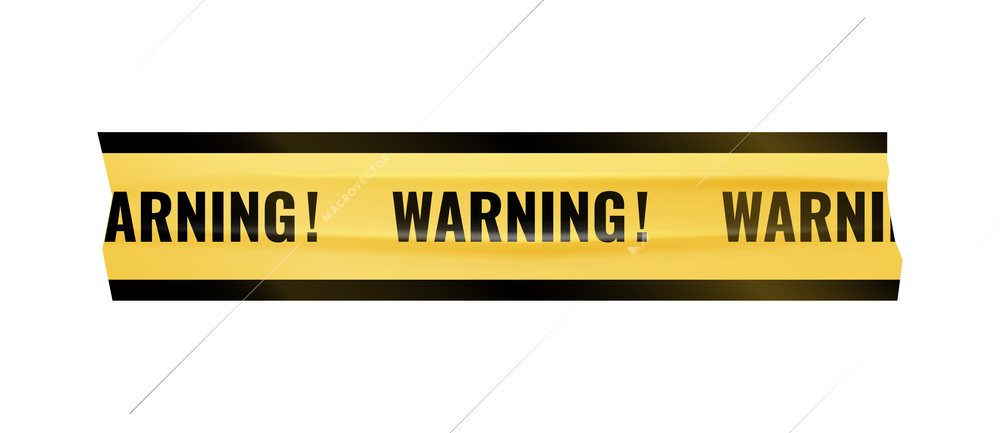 Realistic piece of yellow color warning adhesive tape vector illustration