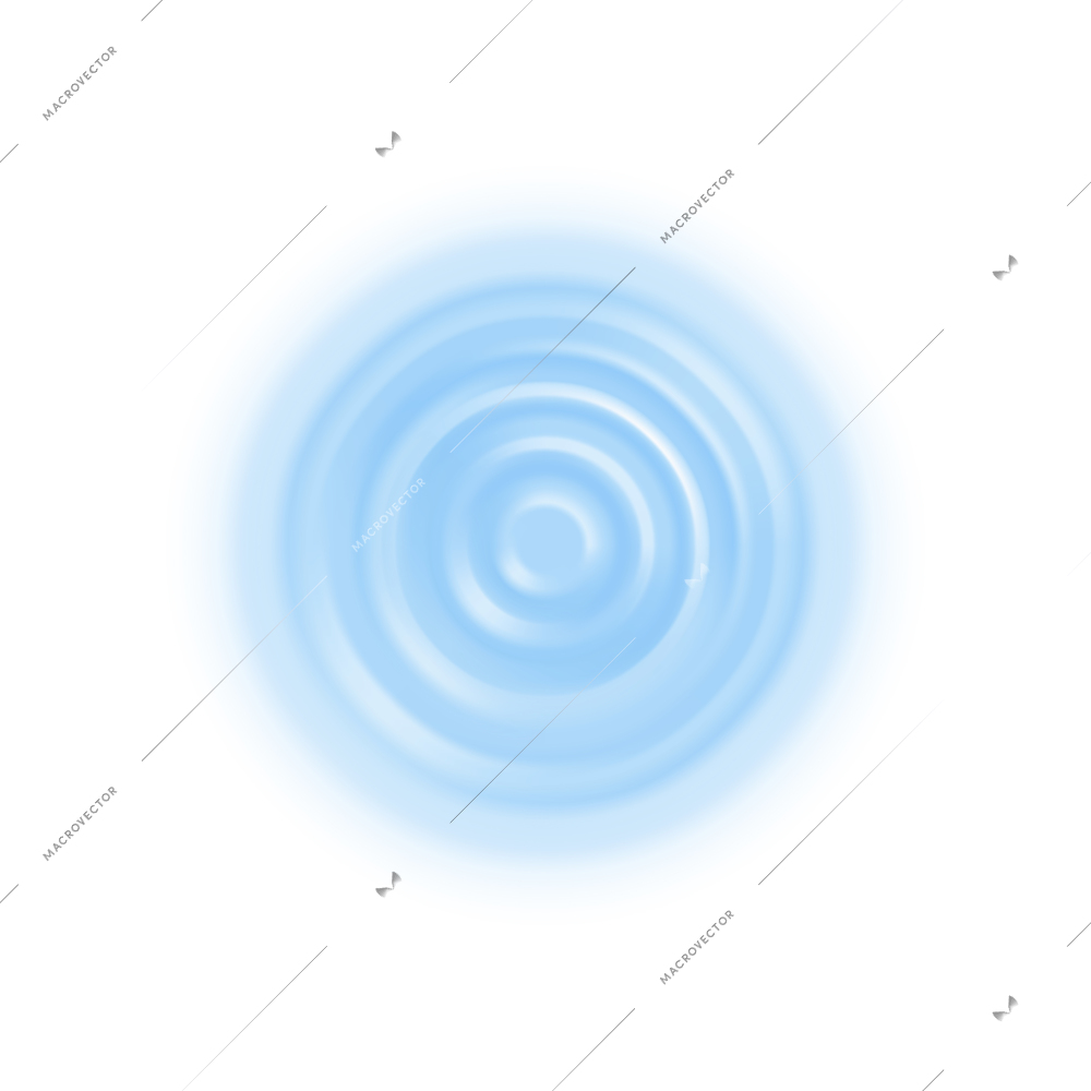 Realistic top view water ripple on white background vector illustration