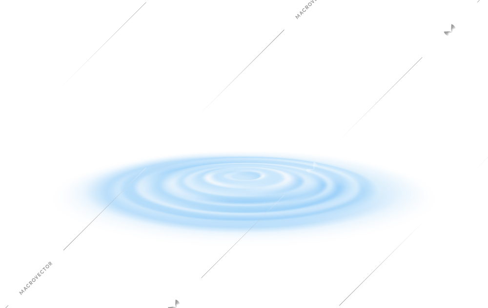 Blue water ripple effect on white background realistic vector illustration