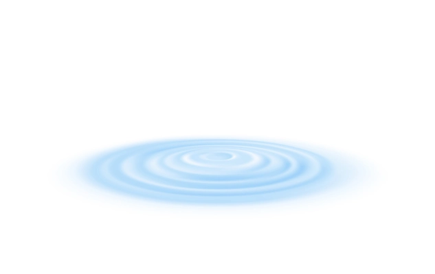 Blue water ripple effect on white background realistic vector illustration