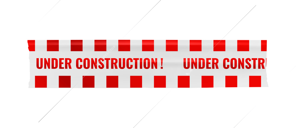 Under construction realistic sticky tape on white background vector illustration