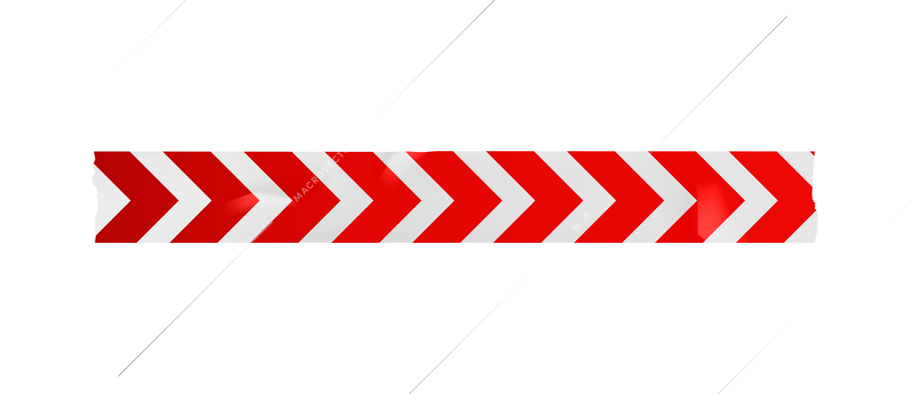 Piece of adhesive tape with white and red stripes realistic vector illustration