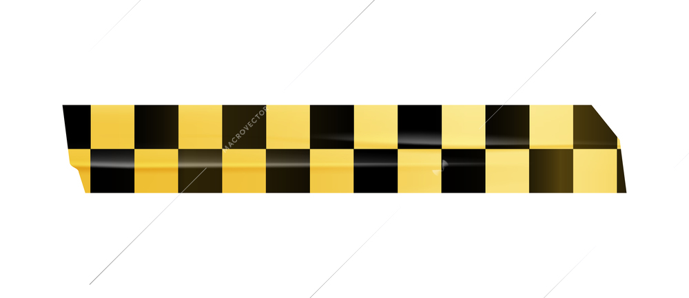 Yellow and black checked realistic caution sticky tape vector illustration