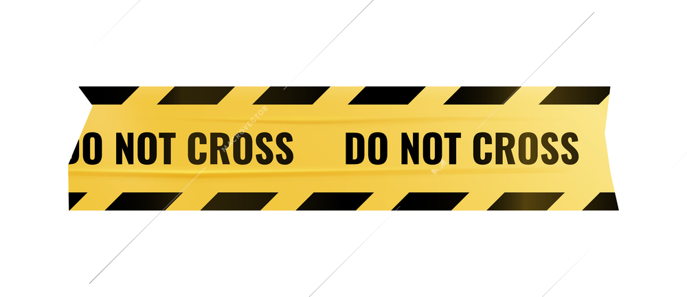 Do not cross sticky caution tape in yellow and black color realistic vector illustration