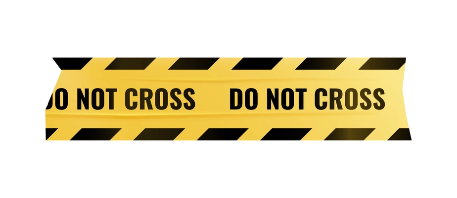 Do not cross sticky caution tape in yellow and black color realistic vector illustration