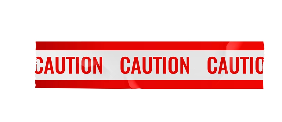 White and red caution tape piece realistic vector illustration