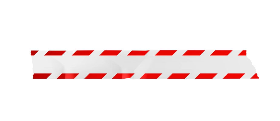 Realistic piece of adhesive tape in white and red color vector illustration