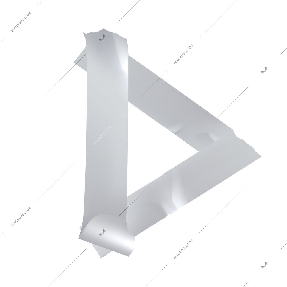 Crumpled silver sticky adhesive tape glued on white background realistic vector illustration