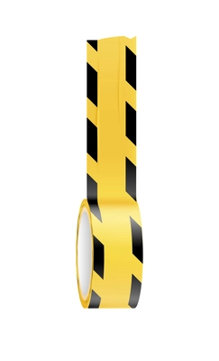 Realistic yellow and black caution adhesive tape vector illustration