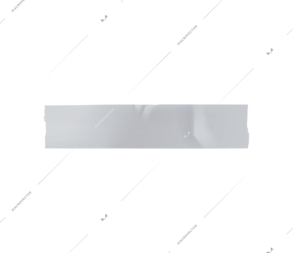 Silver sticky adhesive tape realistic with torn and glued vector illustration